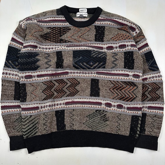 VTG Coogi Style 3D Knit Sweater Men Large Bachrach Multicolor Biggie Textured